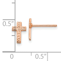 14k Rose Gold Polished Cross Post Earrings