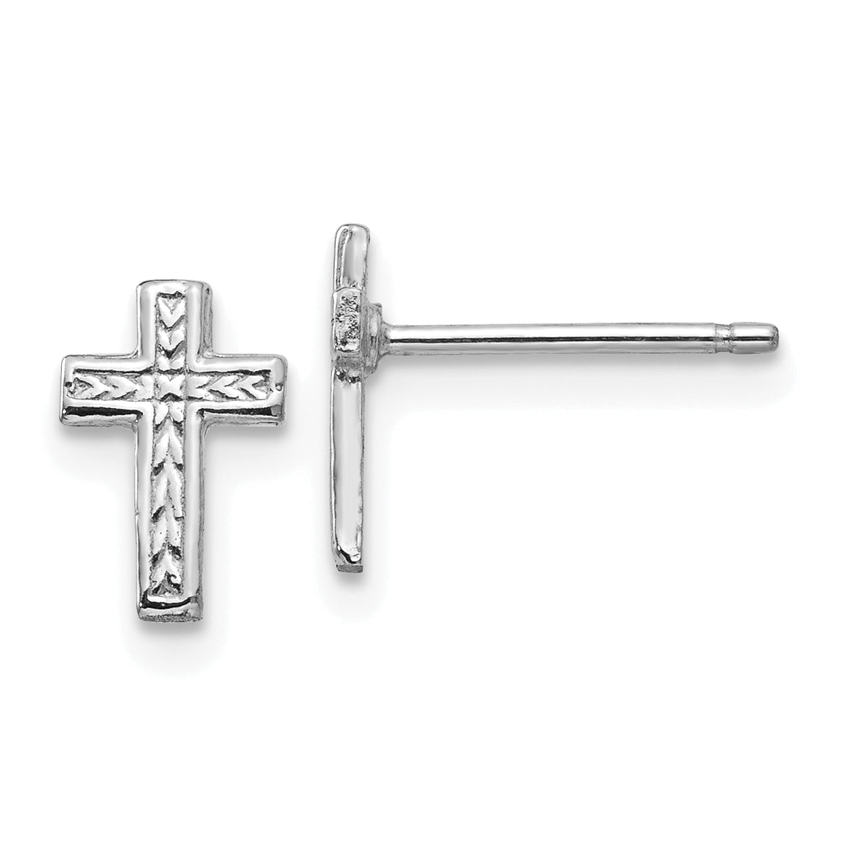 14k White Gold Polished Cross Post Earrings