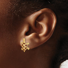14K w/ Brown Enamel Tortoise Post Earrings