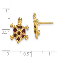 14K w/ Brown Enamel Tortoise Post Earrings
