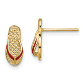 14k 3D Red Enamel Flip-Flop Post Earrings