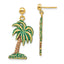 Enamel Palm Tree Dangle Earrings in 14K Yellow Gold - Sophia Jewelers