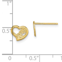 14K Open Heart w/ Flower Post Earrings