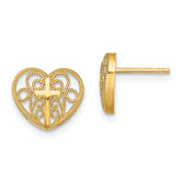 14k Heart w/Cross Post Earrings