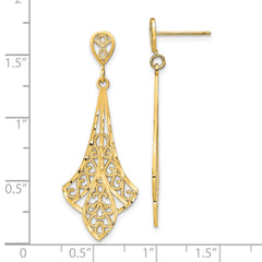 14K D/C Filigree Dangle Post Earrings
