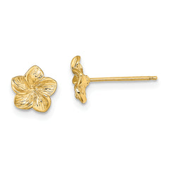 14K Plumeria Flower Post Earrings