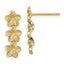 Triple Flower Stud Dangle Earrings in 14K Yellow Gold, 6.5mm Textured - Sophia Jewelers