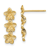 14K Triple Flower Post Dangle Earrings