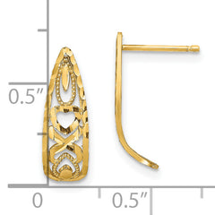 14K D/C Heart and X  Mini Post Earrings