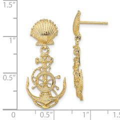 14K Shell and Anchor Double Dangle Earrings