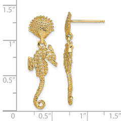14K Shell & Seahorse Dangle Earrings