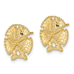 14K Textured Sand Dollar Earrings