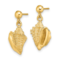 14K Conch Shell Dangle Earrings