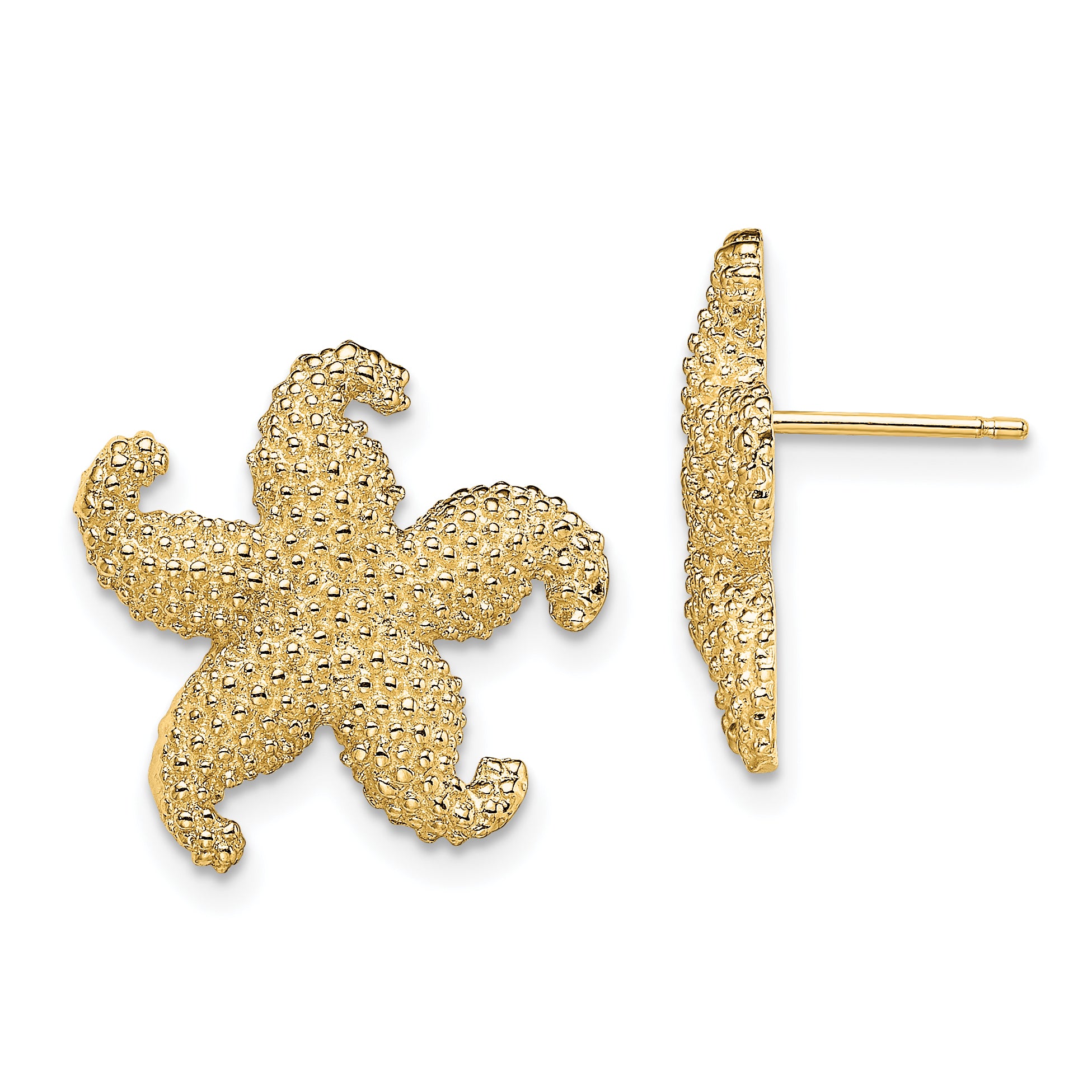 14K Puffed Starfish Post Earrings