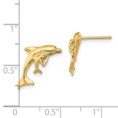 14K Polished Dolphin and Baby Post Earrings