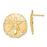 14K Polished Sand Dollar Post Earrings