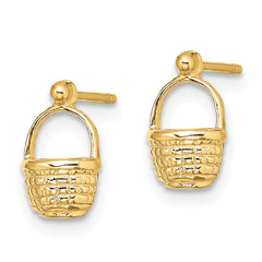 14K Mini Basket Flat Back Post Earrings