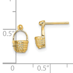 14K Mini Basket Flat Back Post Earrings