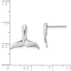 14K White Gold Whale Tail Post Earrings
