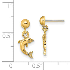 14K Mini Jumping Dolphin Dangle Earrings