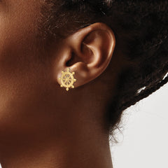 14K Ship's Wheel Post Earrings