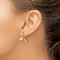 14K Jumping Dolphin Dangle Earrings