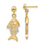 Fishbone Dangle Earrings in 14K Yellow Gold, 9.5mm - Sophia Jewelers