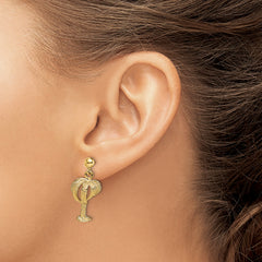 14K Palm Tree W/Full Leaves Dangle Earrings