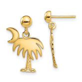 14K Charleston Palm Tree w/ Moon Dangle Earrings