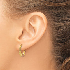 14K Two-Tone D/C Flowers Hoop Earrings