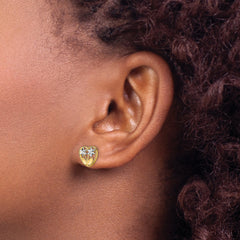14k w/ Rhodium D/C Flower and Heart Post Earrings