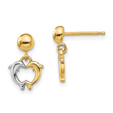 14K W/ Rhodium Dolphin Dangle Earrings