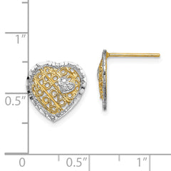 14k w/ RH Filigree Heart Post Earrings