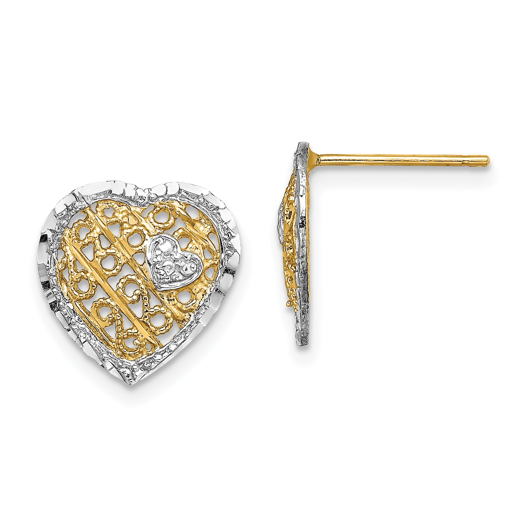 14k w/ RH Filigree Heart Post Earrings
