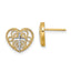 14K w/Rhodium Filigree Cross Center Heart Post Earrings