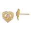 Lace Trim and Flower Heart Stud Earrings in 14K Two-Tone Gold, 11.85mm - Sophia Jewelers