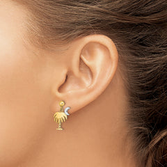 14K W/ Rhodium Charleston Palm Tree w/ Moon Dangle Earrings