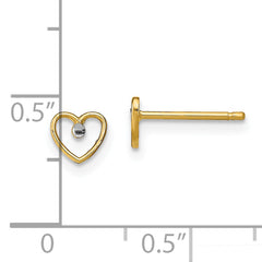 14k w/ Rhodium D/C Heart Post Earrings