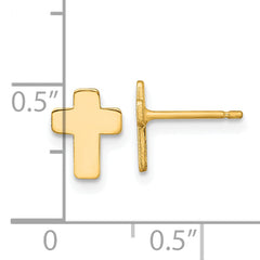 14k Gold Polished Cross Post Earrings