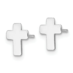 14k White Gold Polished Cross Post Earrings