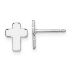 14k White Gold Polished Cross Post Earrings