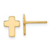 14k Gold Polished Cross Post Earrings