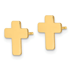 14k Gold Polished Cross Post Earrings