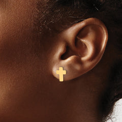14k Gold Polished Cross Post Earrings