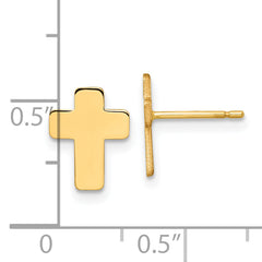 14k Gold Polished Cross Post Earrings