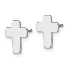 14k White Gold Polished Cross Post Earrings