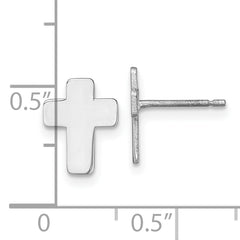 14k White Gold Polished Cross Post Earrings