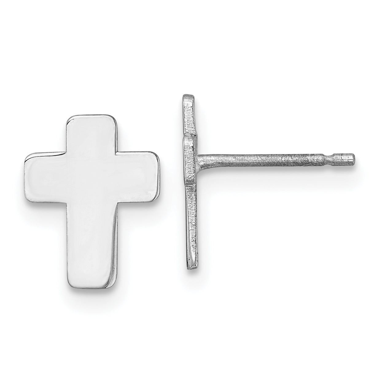 14k White Gold Polished Cross Post Earrings
