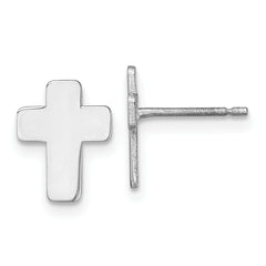 14k White Gold Polished Cross Post Earrings
