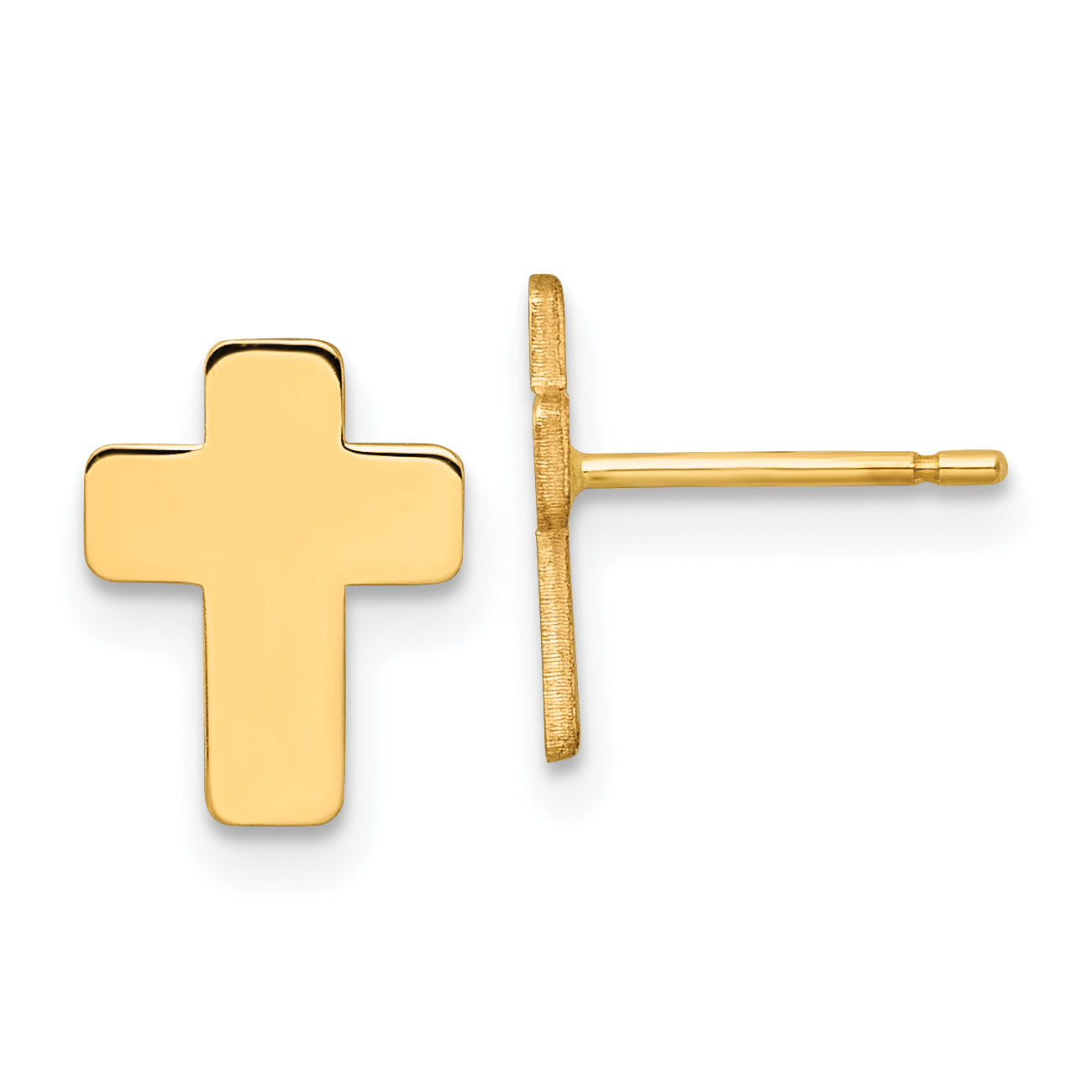 14k Gold Polished Cross Post Earrings